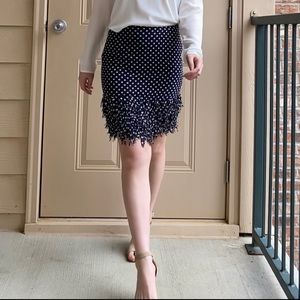 Ann Taylor polka dot fringe skirt 0
